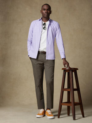 Camicia Anthony percalle viola