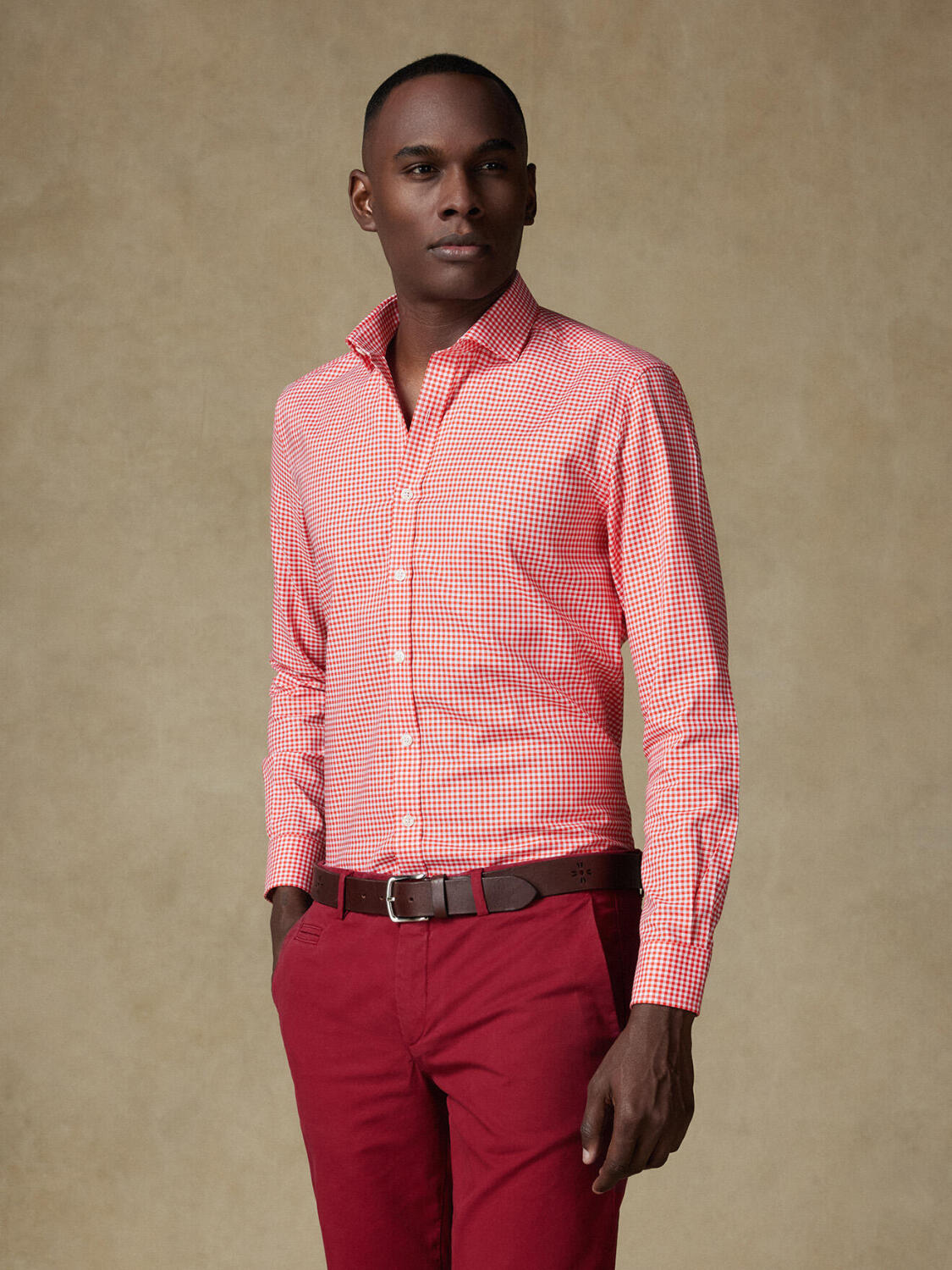 Camisa Anthony en vichy naranja