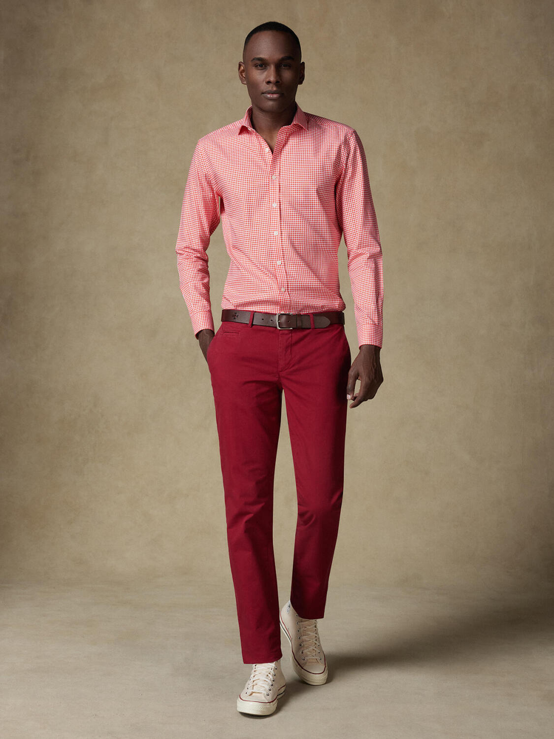 Camisa Anthony en vichy naranja