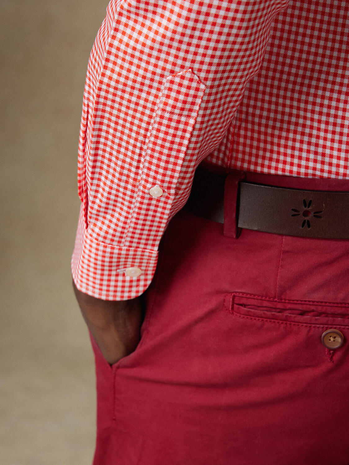 Camisa Anthony en vichy naranja