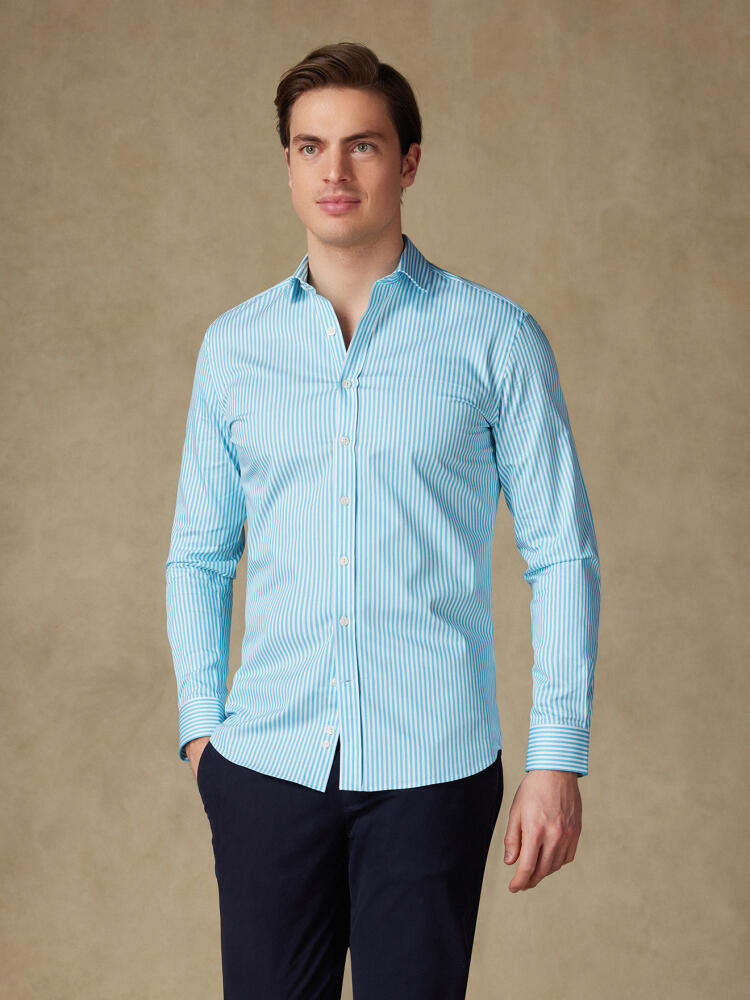 Chemise Barry à rayures turquoise