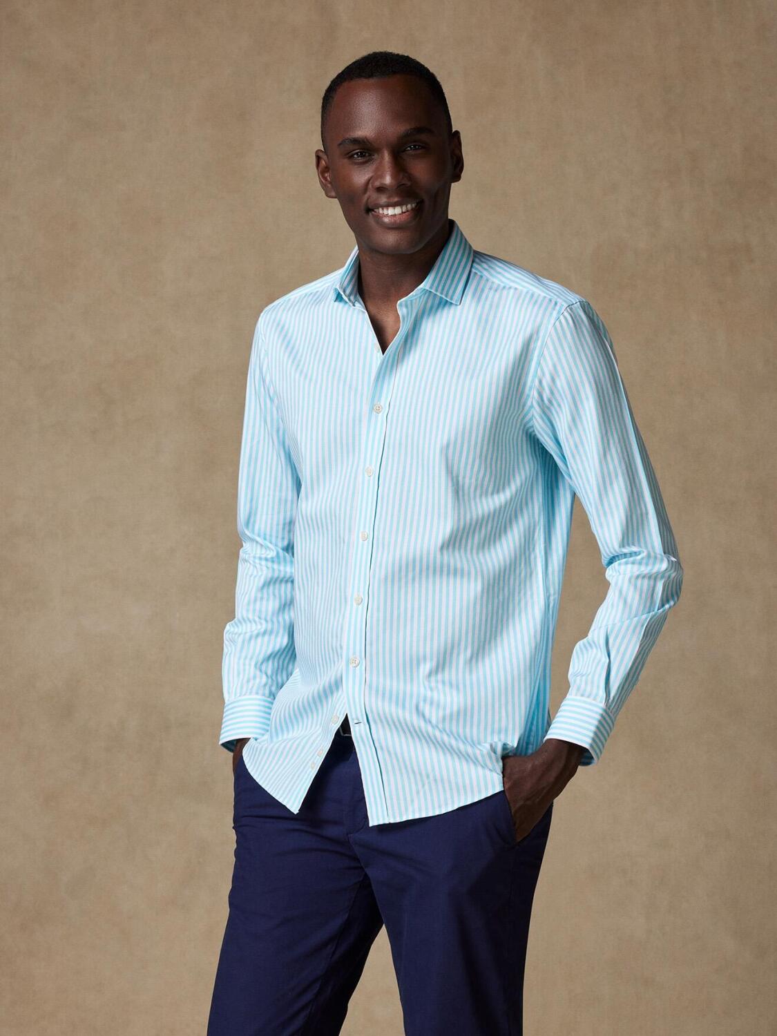 Chemise Benjy &agrave; rayures turquoise