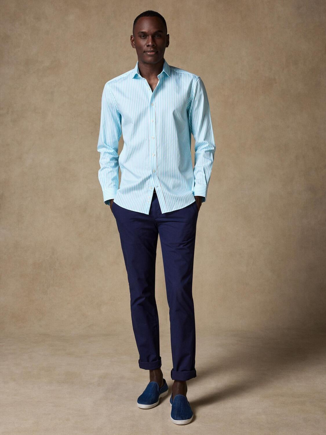 Chemise Benjy &agrave; rayures turquoise