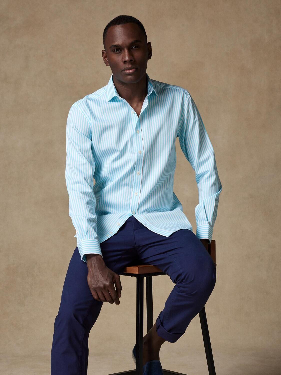 Chemise Benjy &agrave; rayures turquoise
