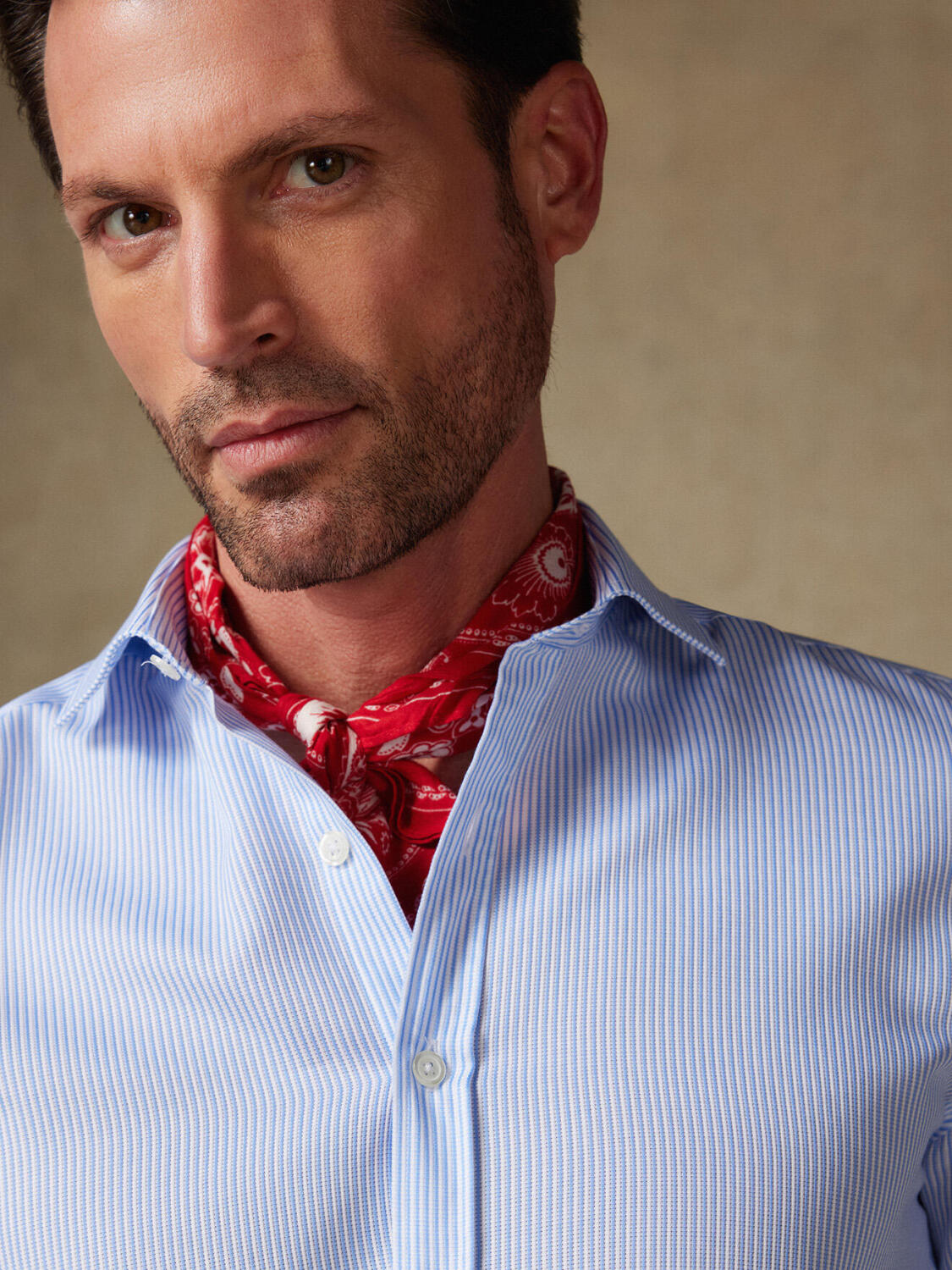 Camicia Bennett a righe celeste