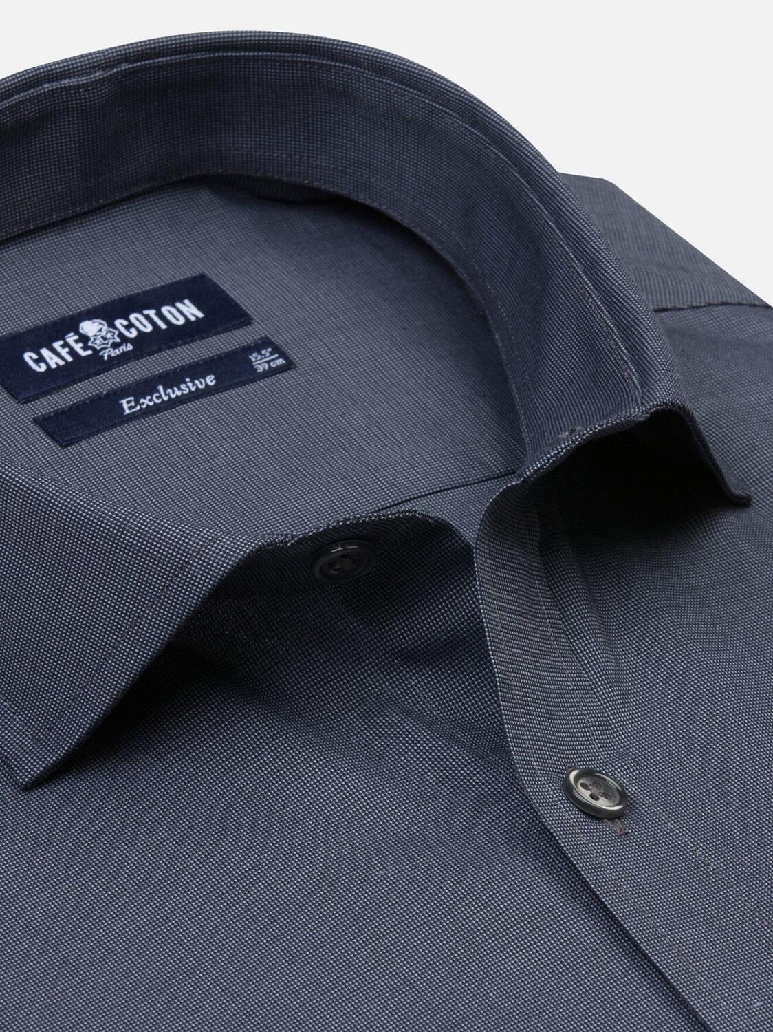 Chemise Bob en micro-oxford anthracite