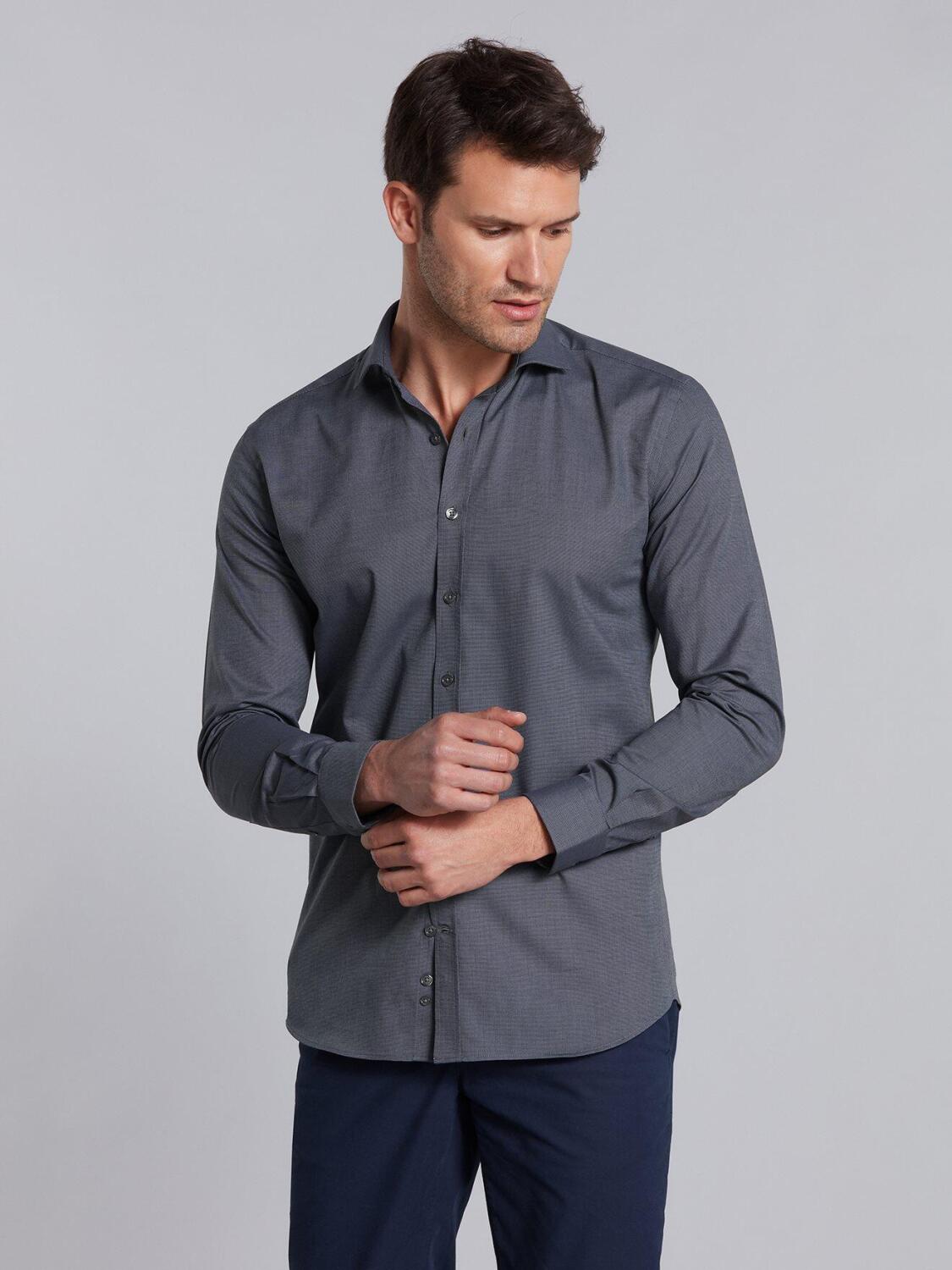 Chemise Bob en micro-oxford anthracite