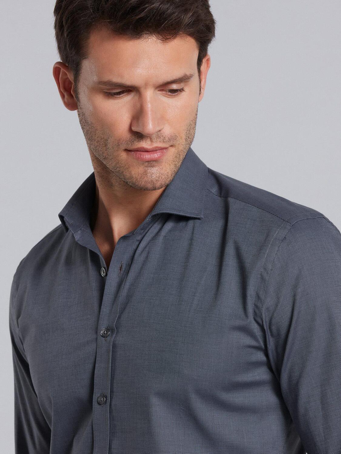 Chemise Bob en micro-oxford anthracite