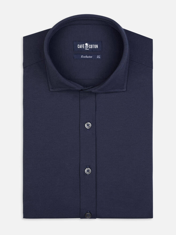 Boxy Hemd aus marineblauem Jersey