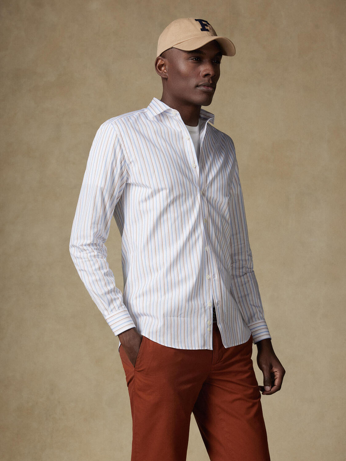 Overhemd Brent met strepen havana