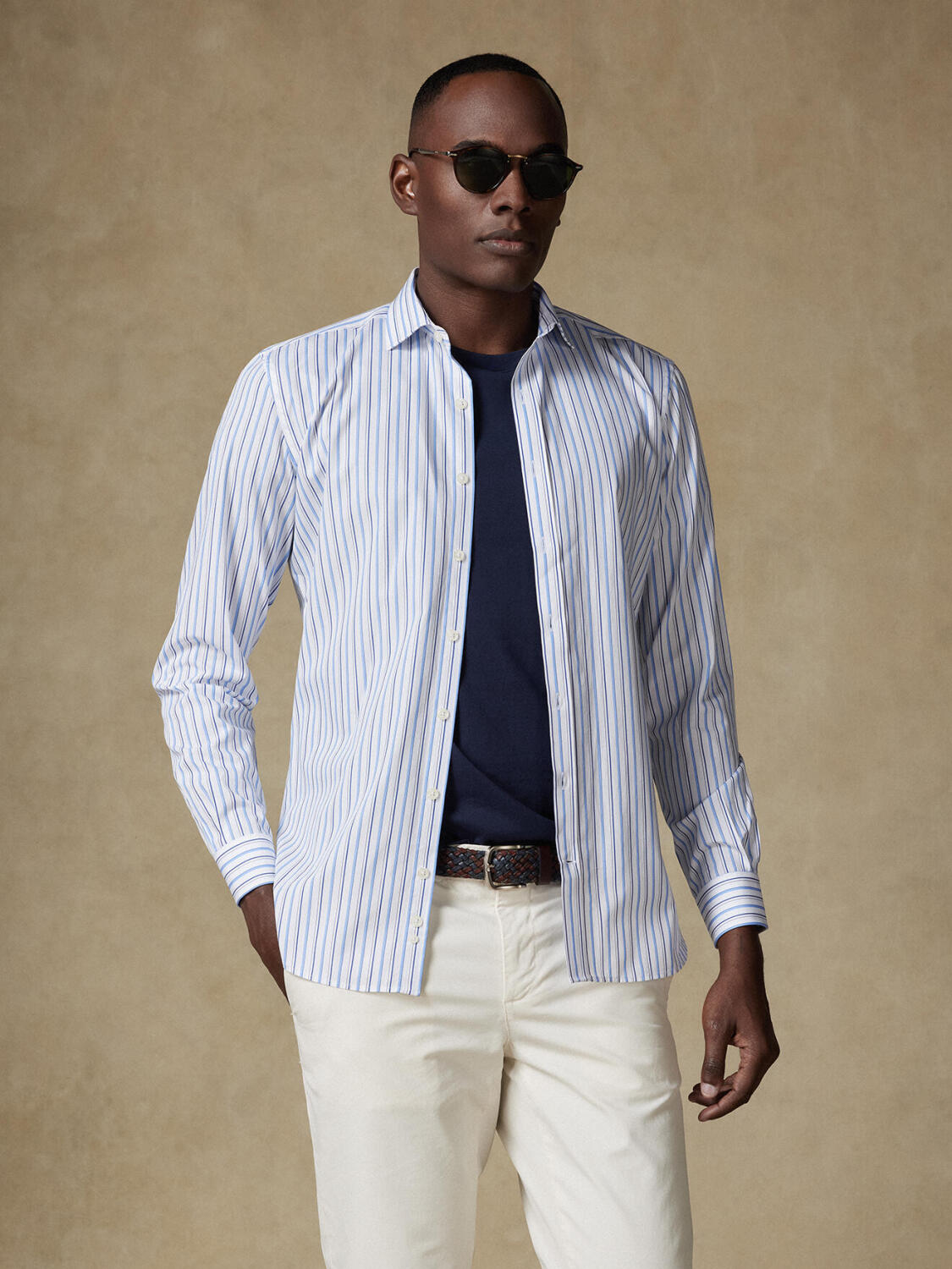 Overhemd Brent met strepen lichtblauw