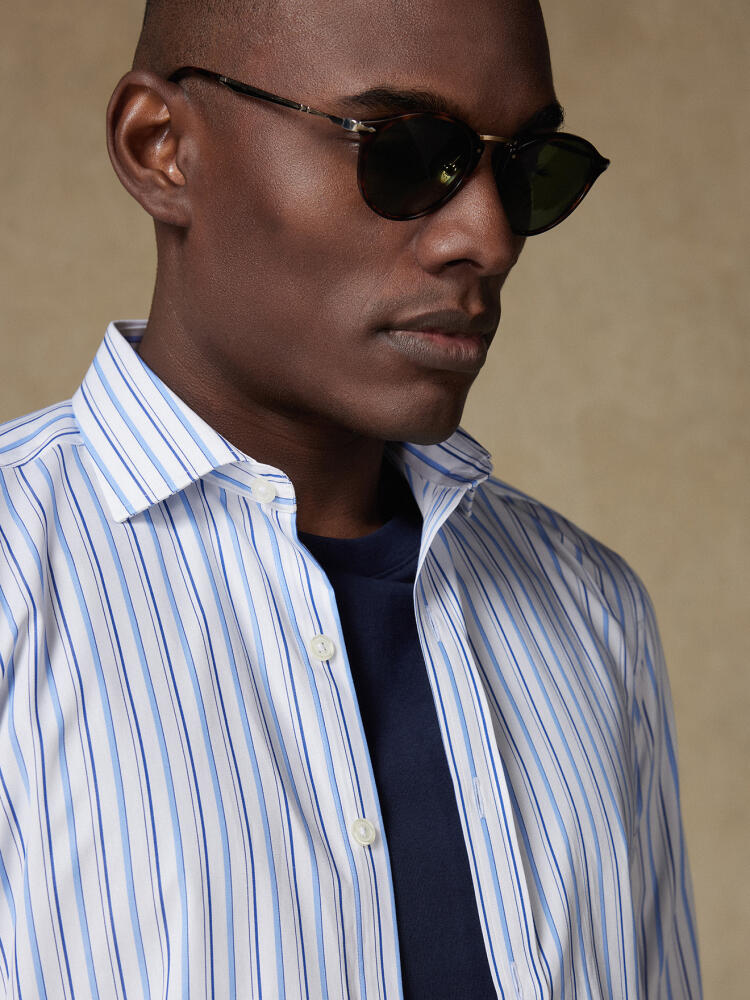 Brent shirt with sky blue stripes