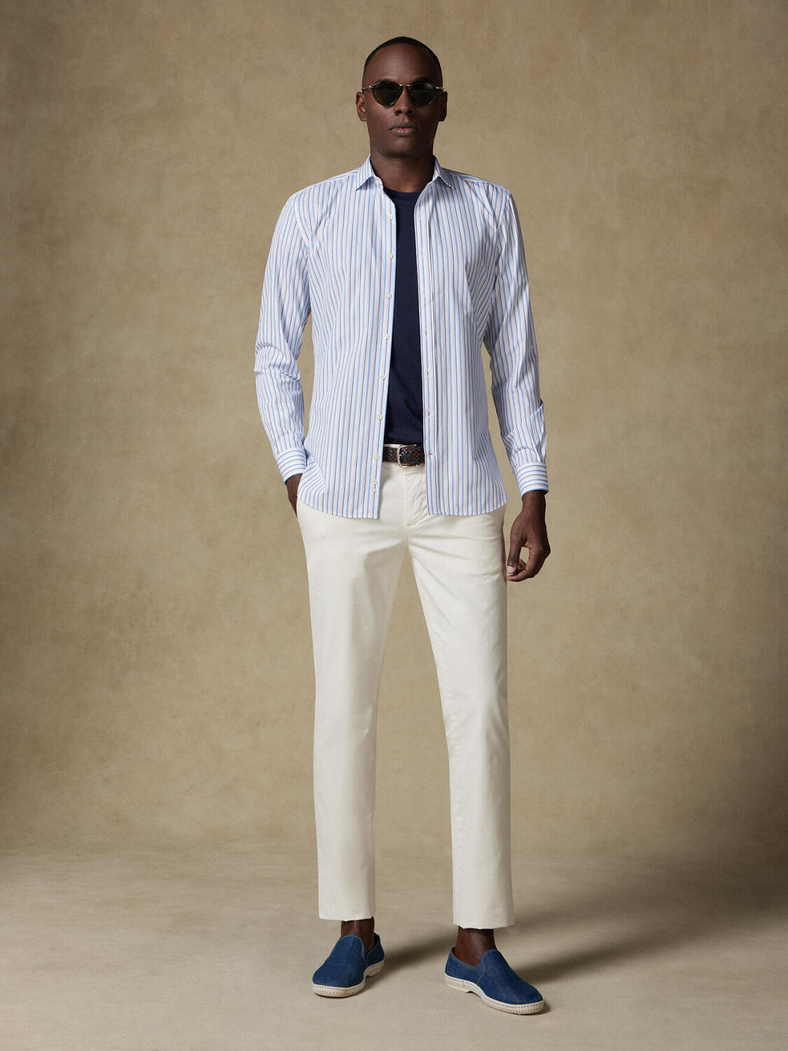 Overhemd Brent met strepen lichtblauw