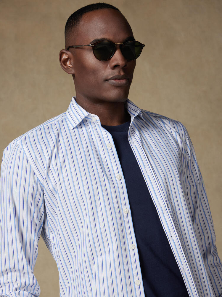 Brent shirt with sky blue stripes