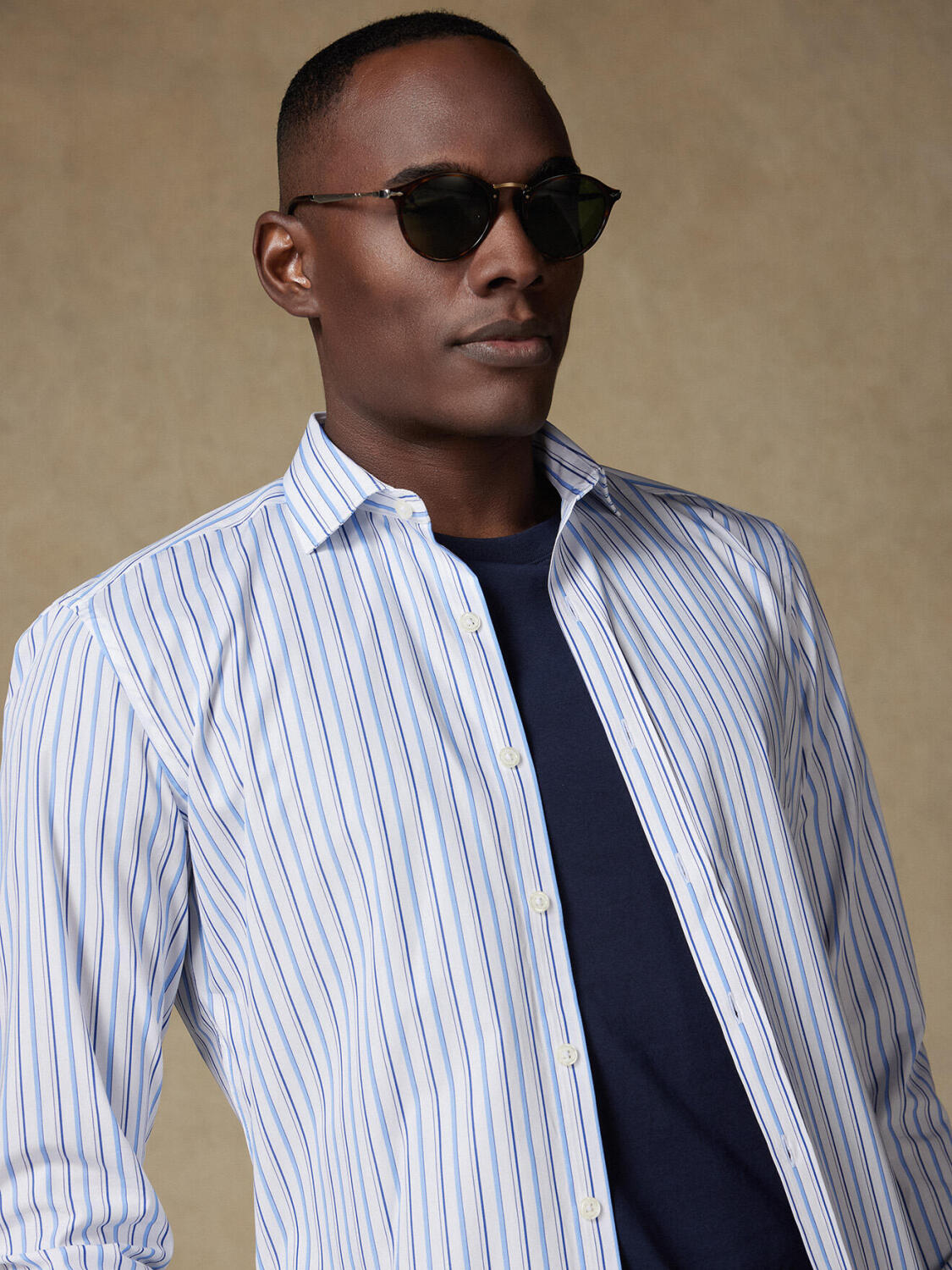 Overhemd Brent met strepen lichtblauw