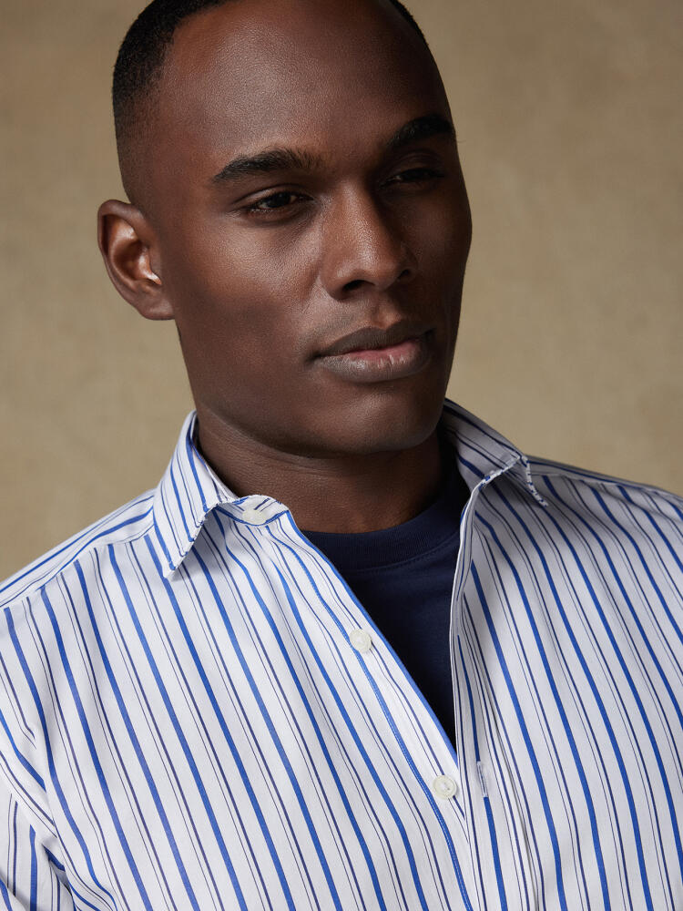 Brent shirt with navy blue stripes
