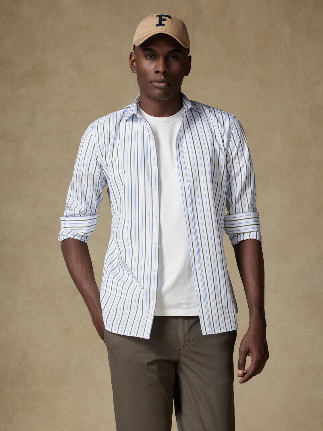 Overhemd Brent met strepen khaki