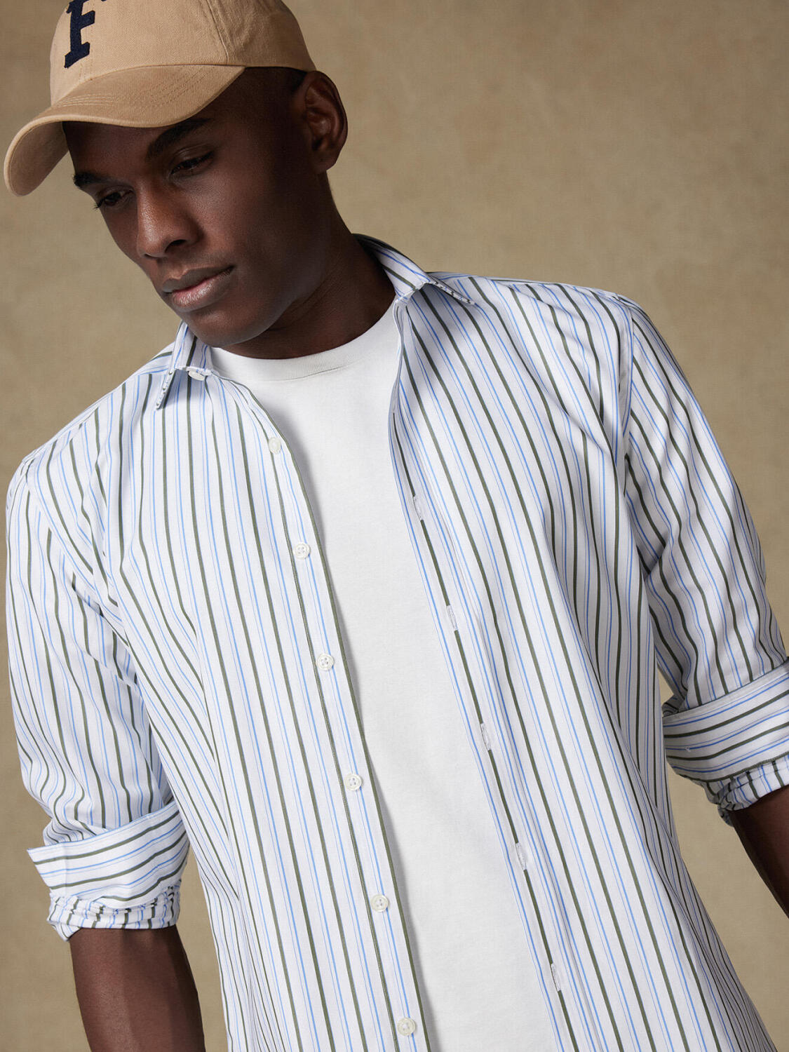 Overhemd Brent met strepen khaki