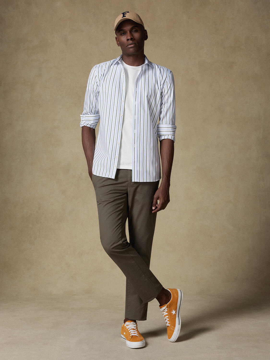 Overhemd Brent met strepen khaki