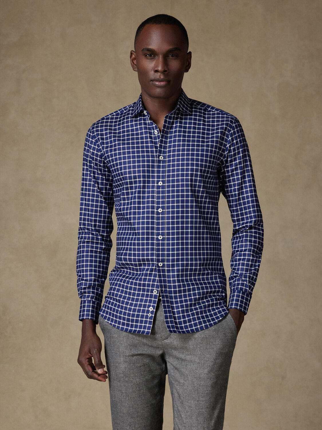 Byron navy checkered shirt