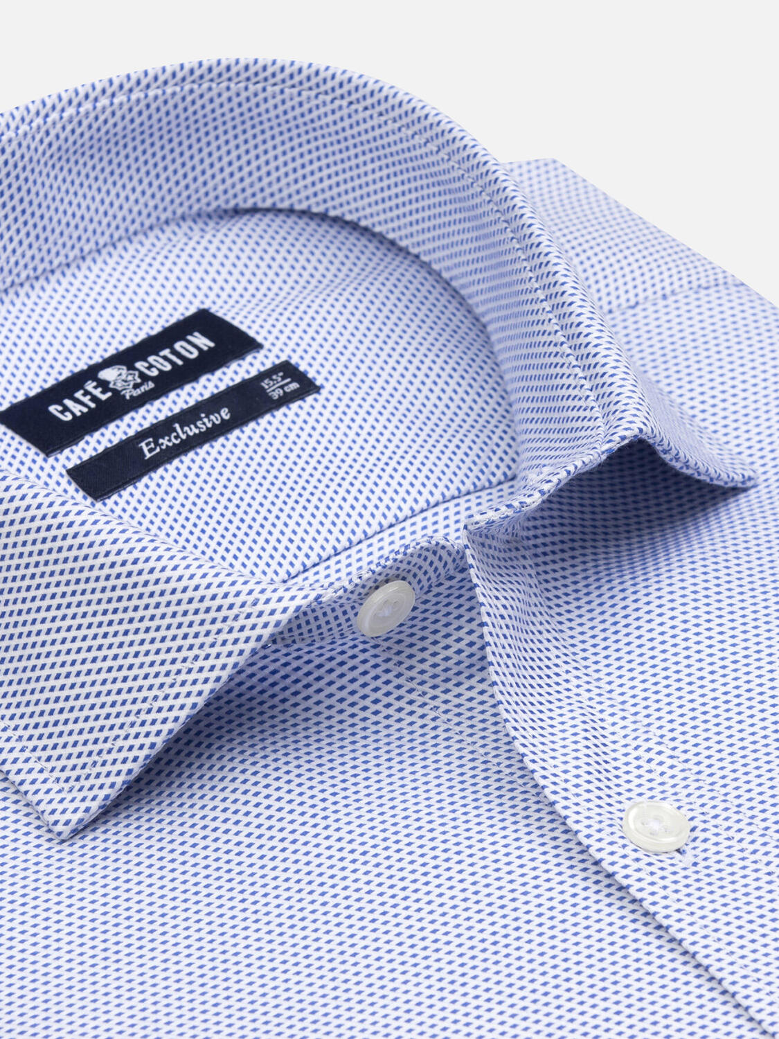 Caleb overhemd in blauwe keperbinding