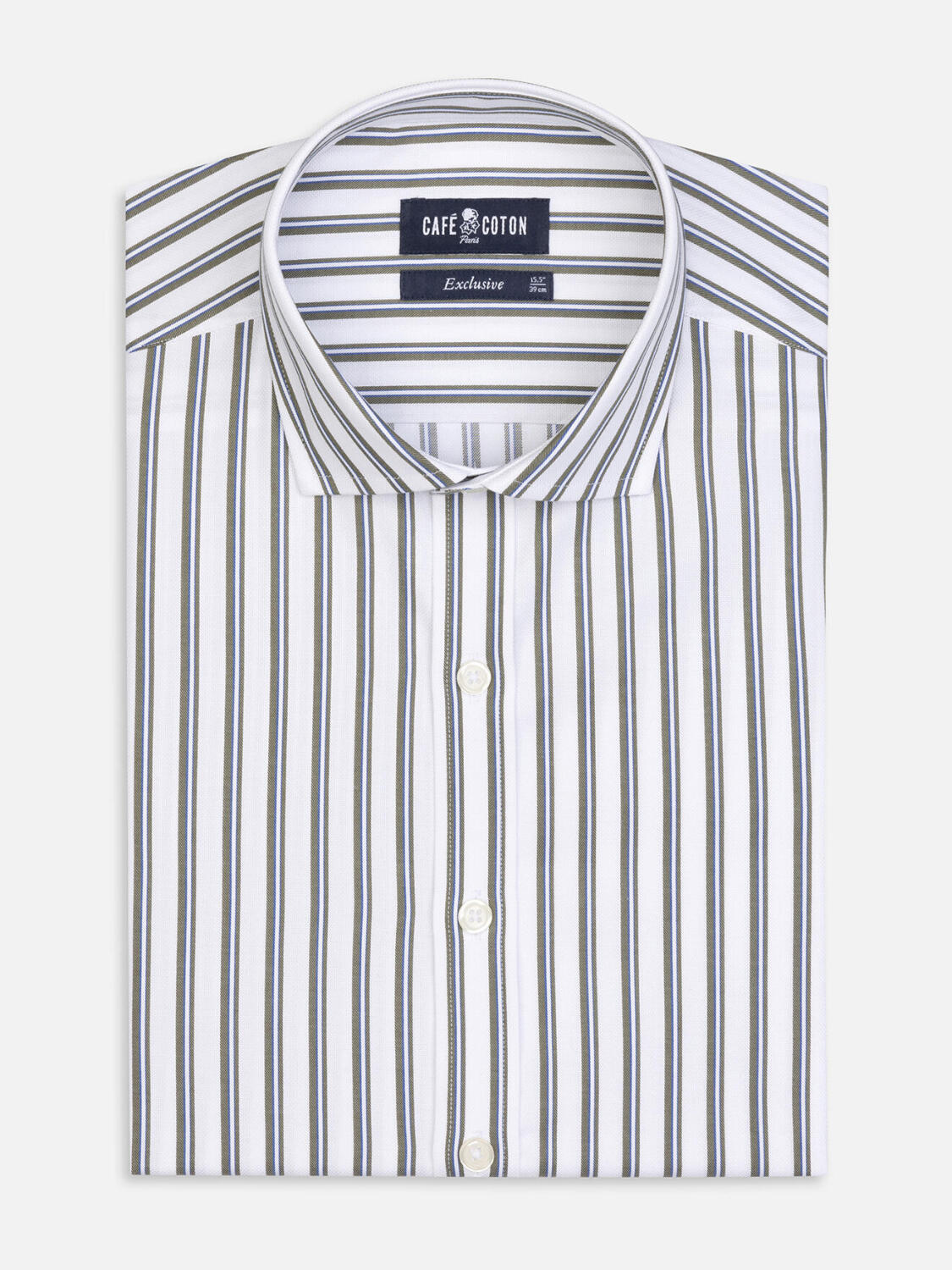 Casper kaki gestreept overhemd