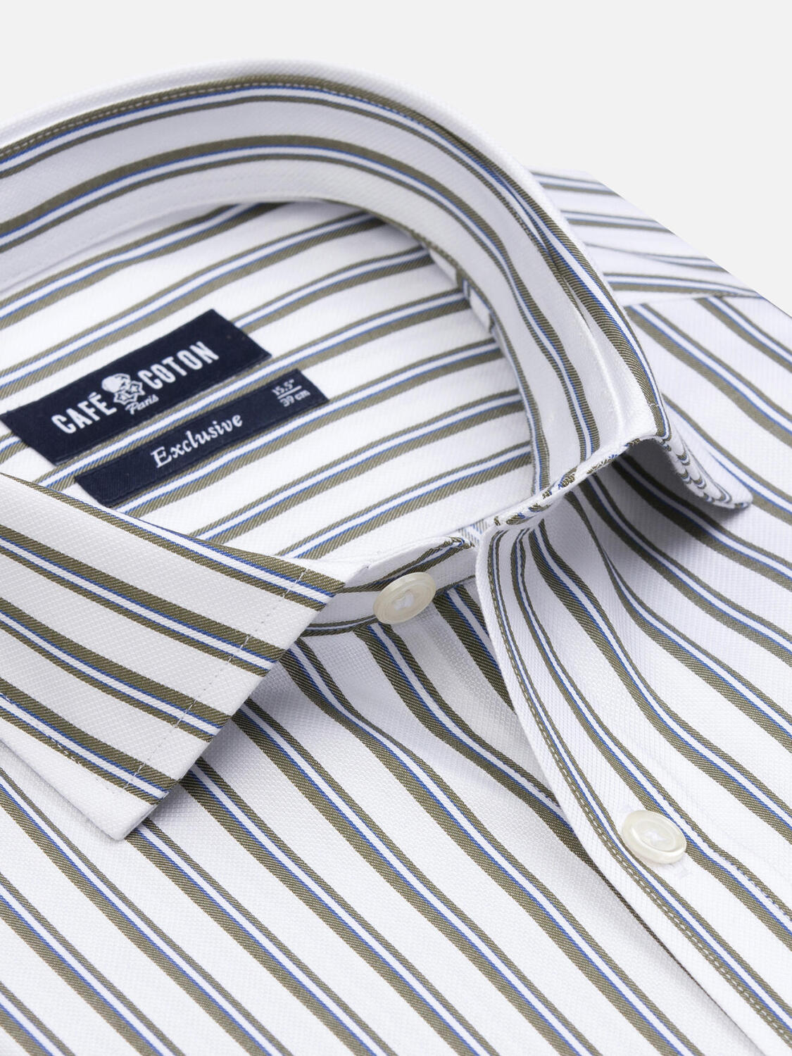 Casper kaki gestreept overhemd