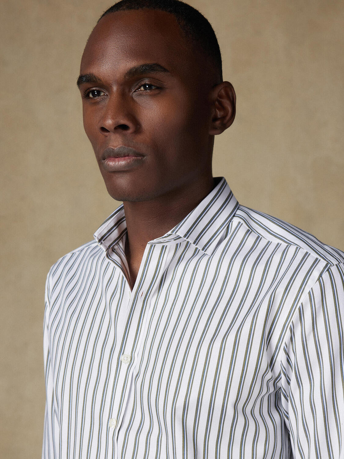 Casper kaki gestreept overhemd