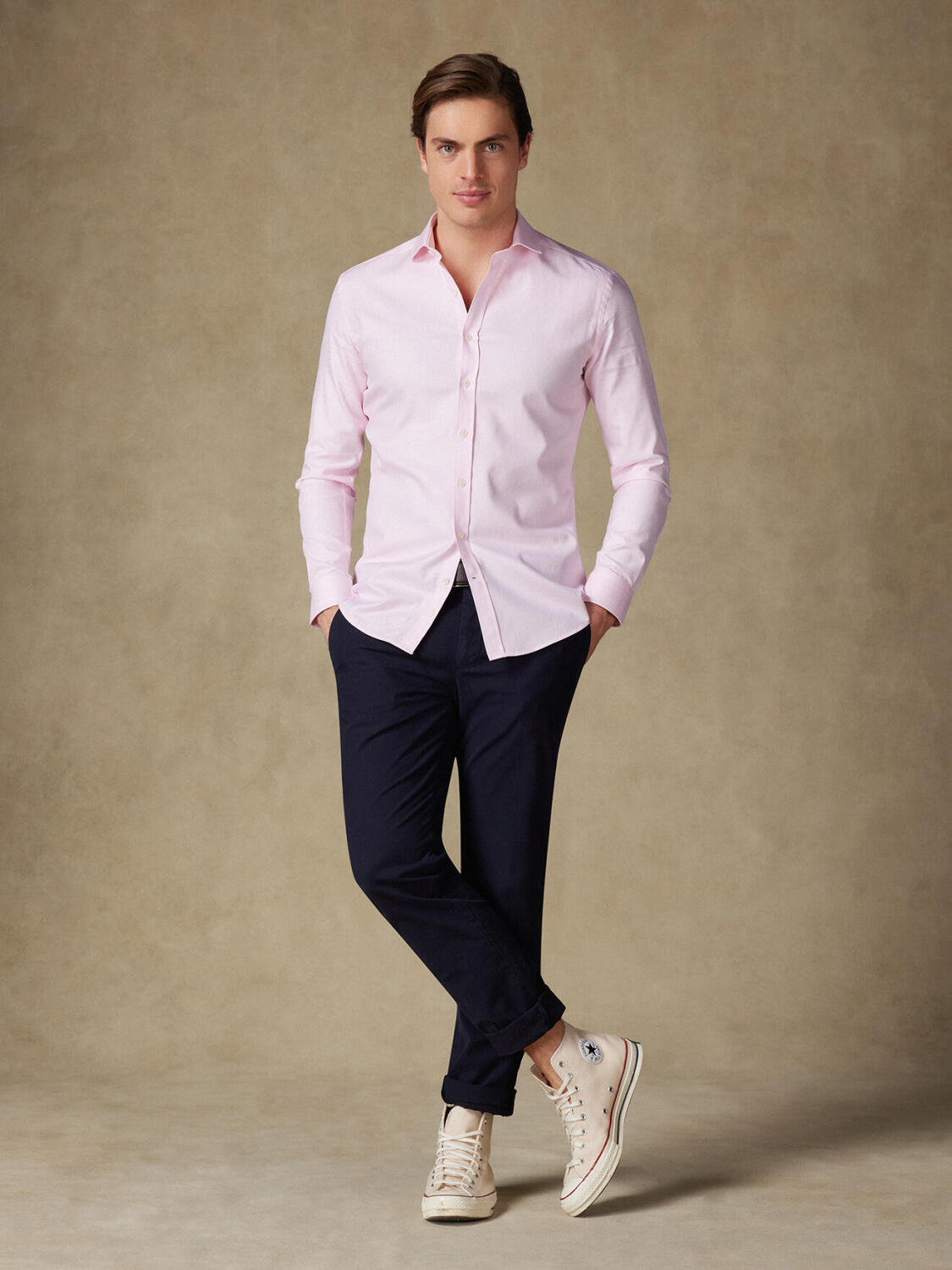 Camicia rosa spigata