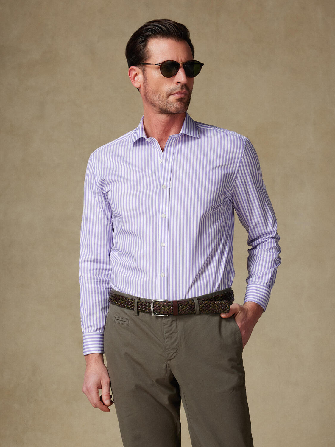 Chris shirt with lilac stripes