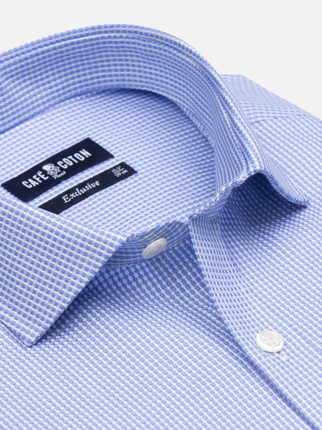 Camicia Creed con texture blu cielo