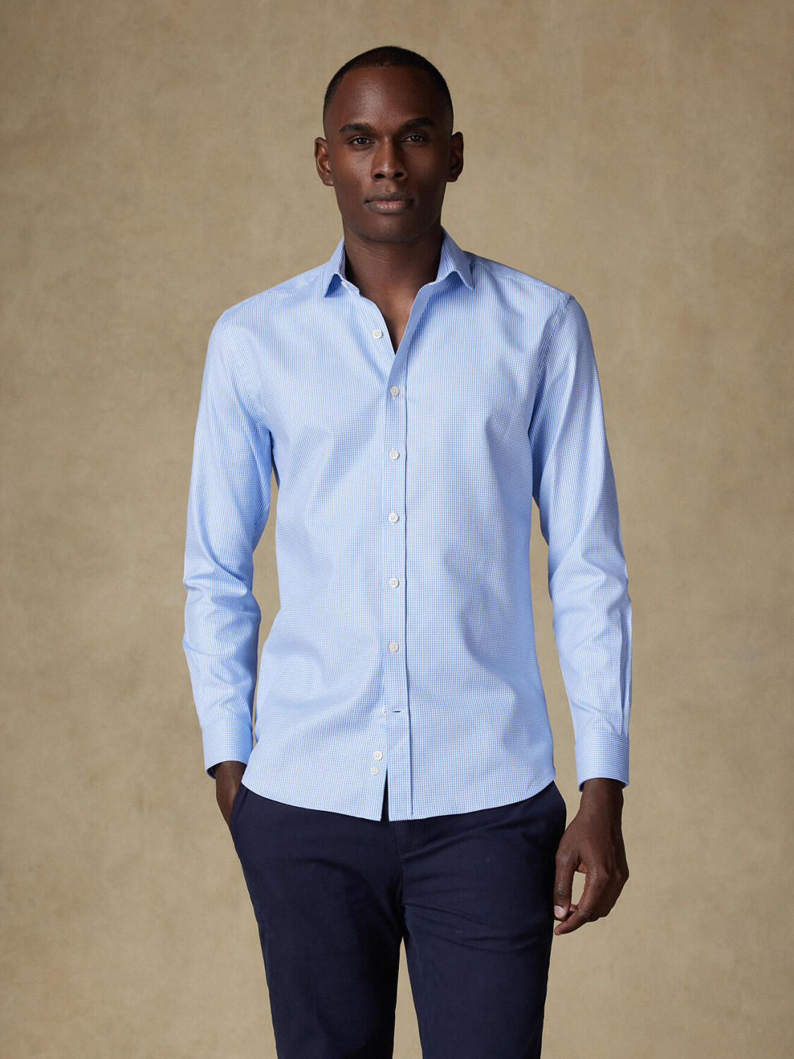 Camicia Creed con texture blu cielo