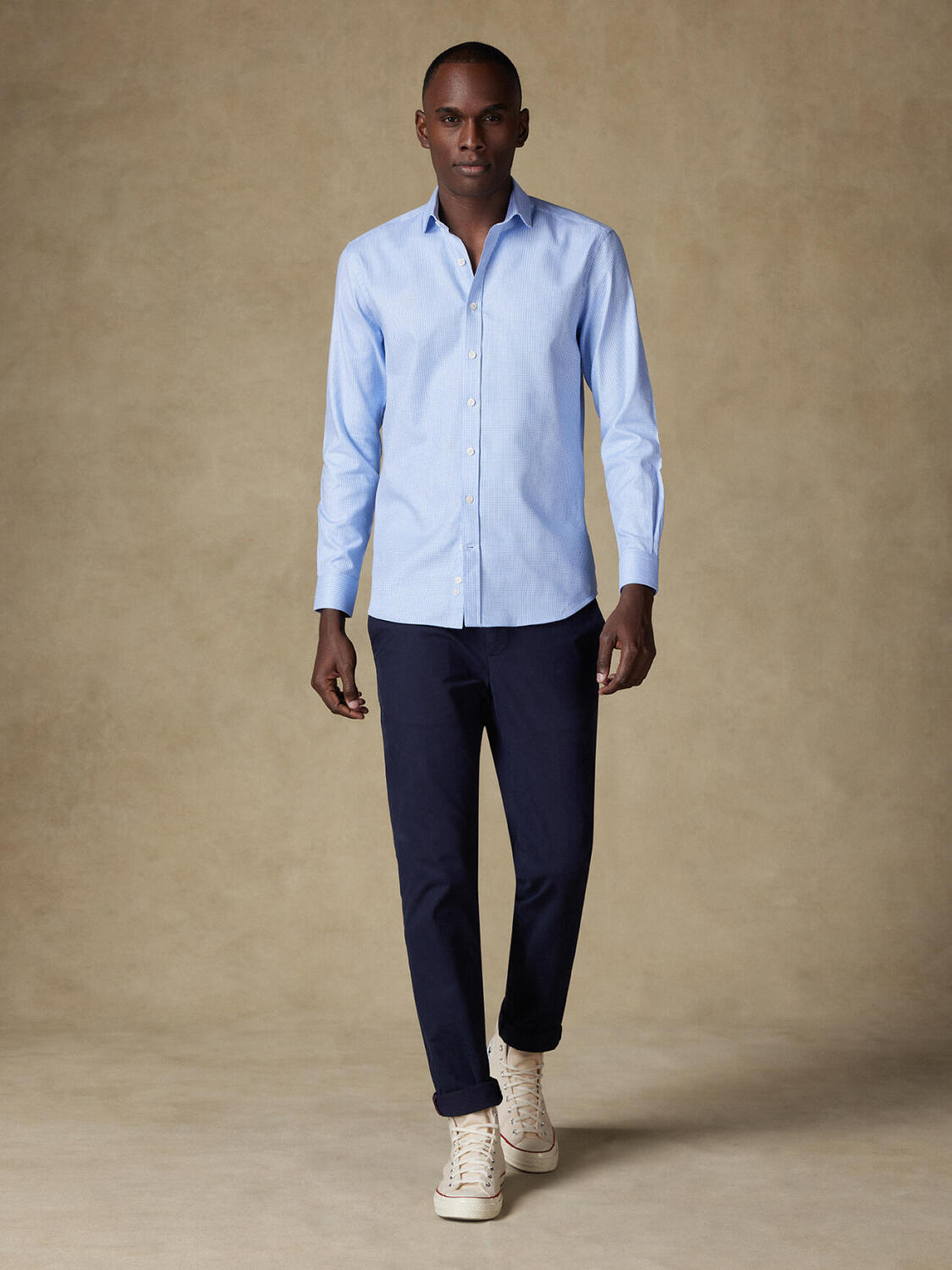 Camicia Creed con texture blu cielo