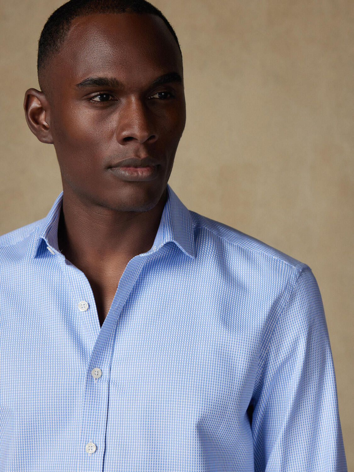 Camicia Creed con texture blu cielo