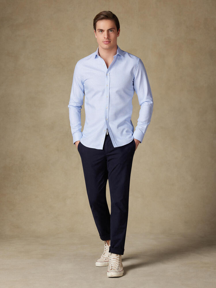 Camicia slim fit slim fit Dale con texture blu cielo