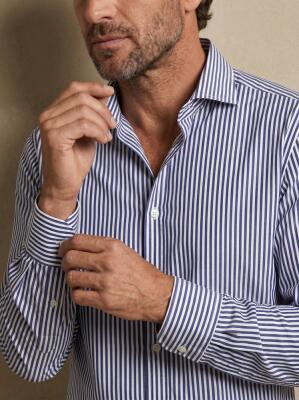 Davin Navy Striped Shirt
