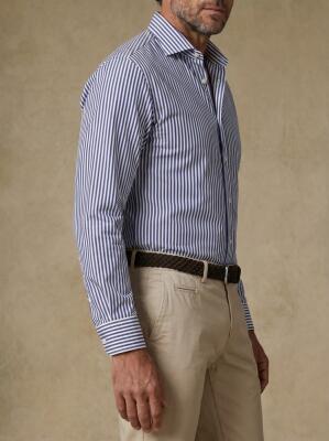 Davin Navy Striped Shirt