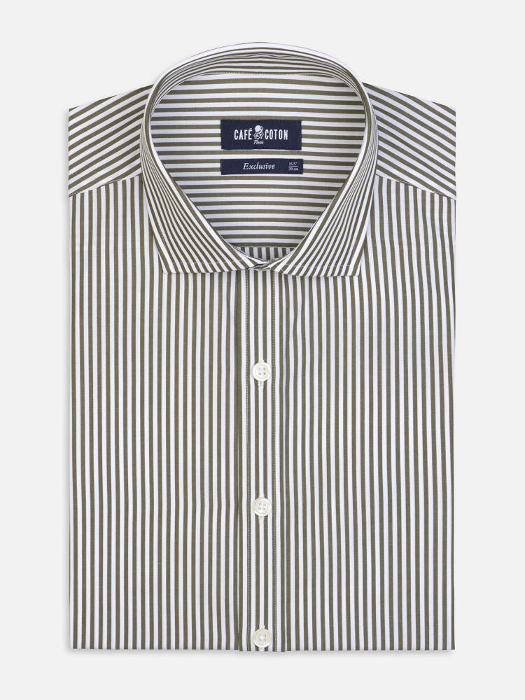 Davin Khaki Striped Shirt