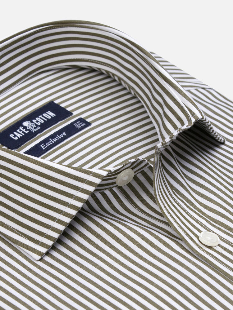 Davin Khaki Striped Shirt