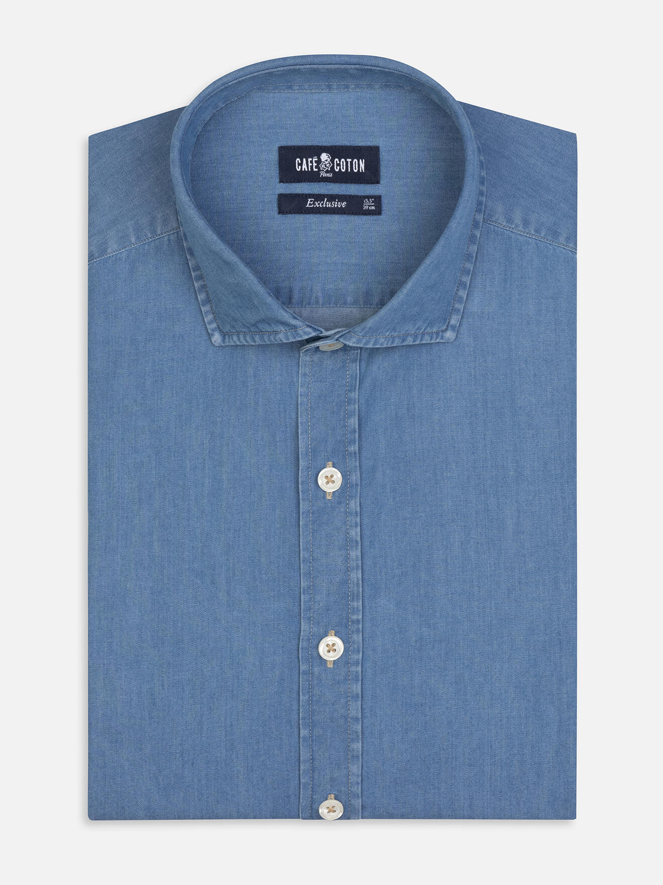Chemise En Denim Ciel Caf Coton