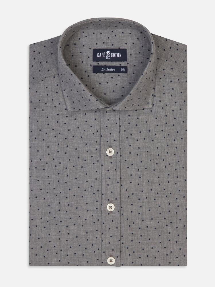 Chemise Dorian en flanelle grise à pois imprimés