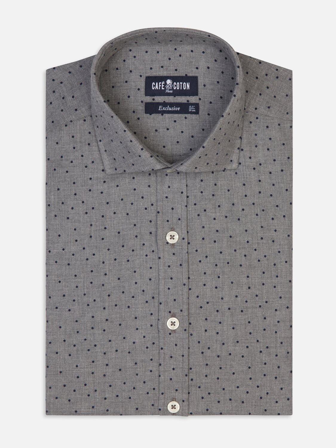 Dorian grey flannel shirt with printed dots