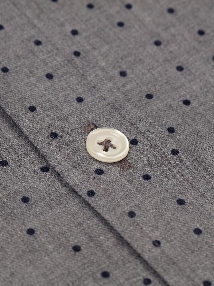 Chemise Dorian en flanelle grise à pois imprimés