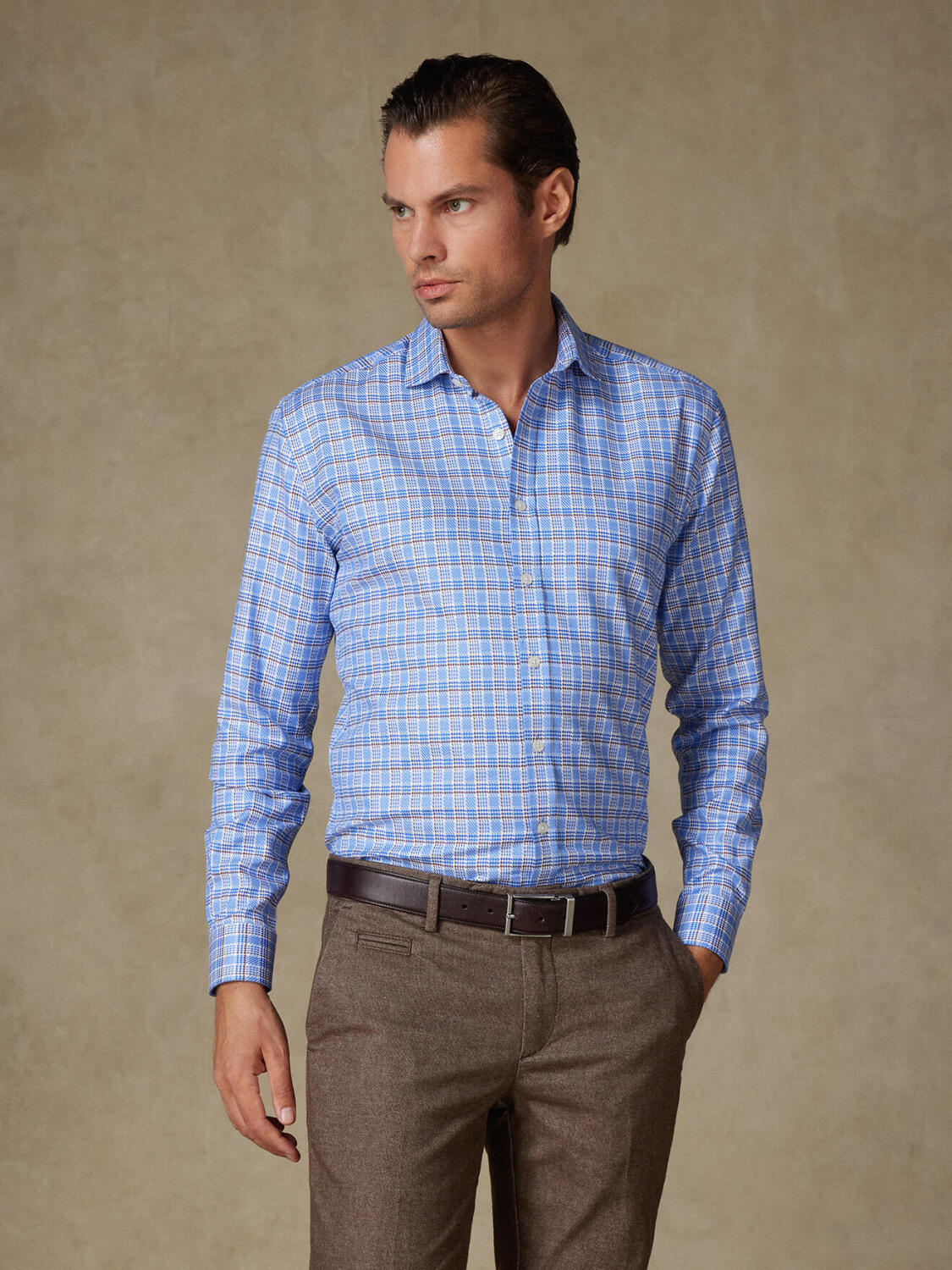 Camicia Elli a quadri blu cielo