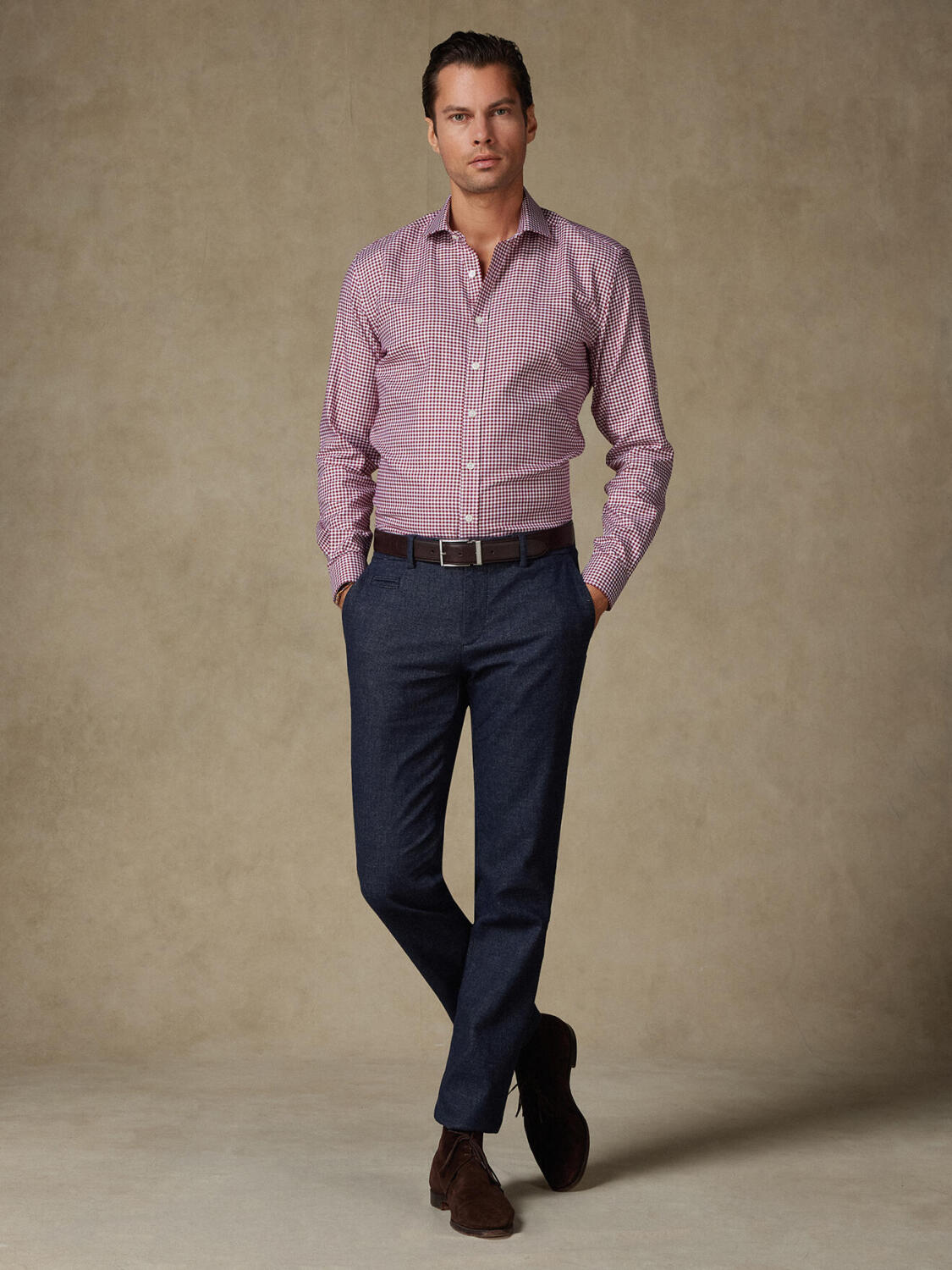 Camicia Elliott a quadri bordeaux