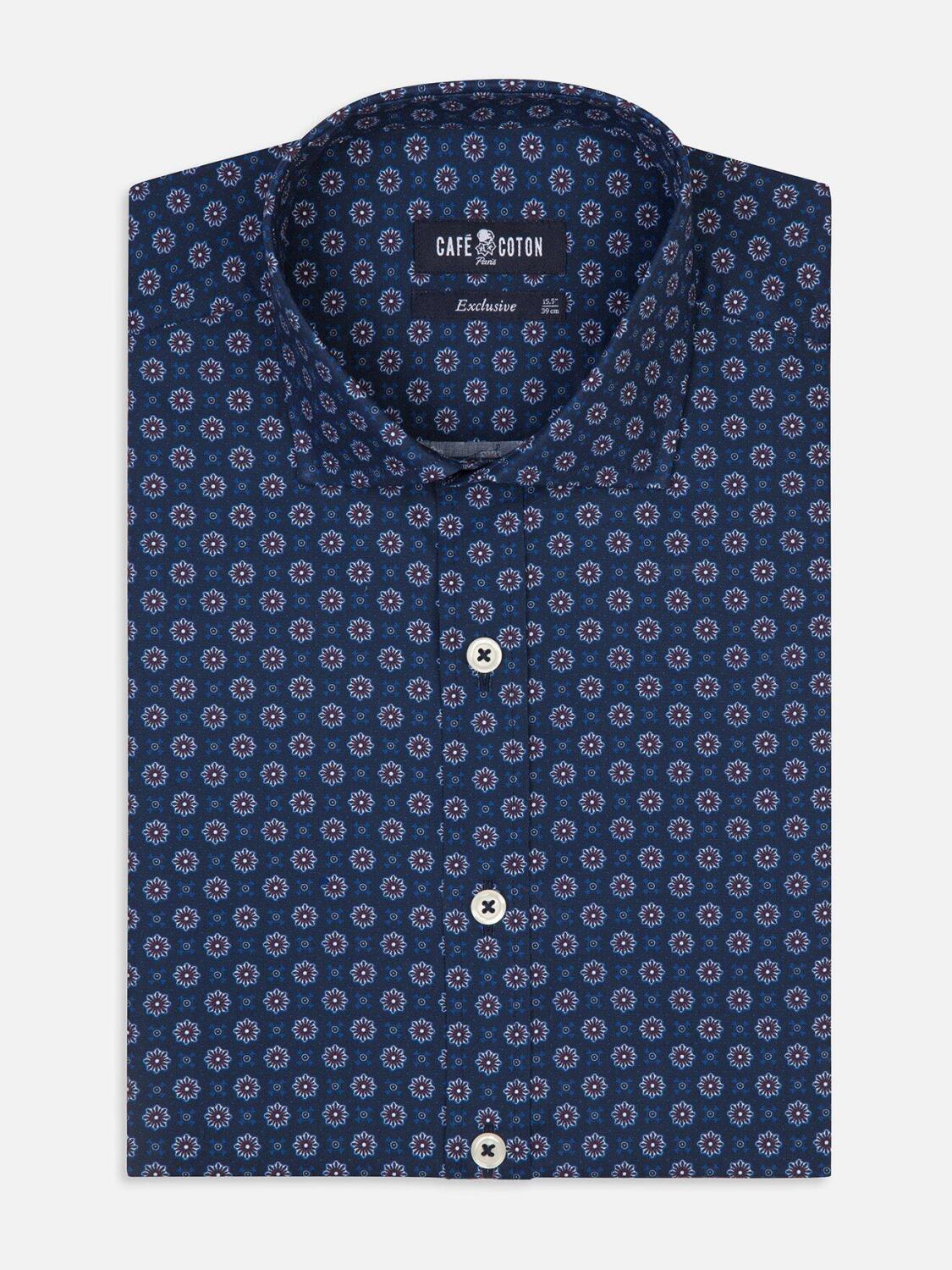 Chemise Elton marine &agrave; motifs imprim&eacute;s