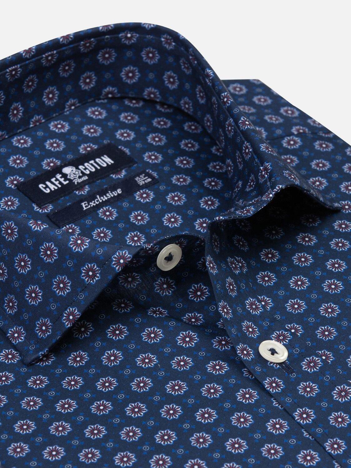 Chemise Elton marine &agrave; motifs imprim&eacute;s