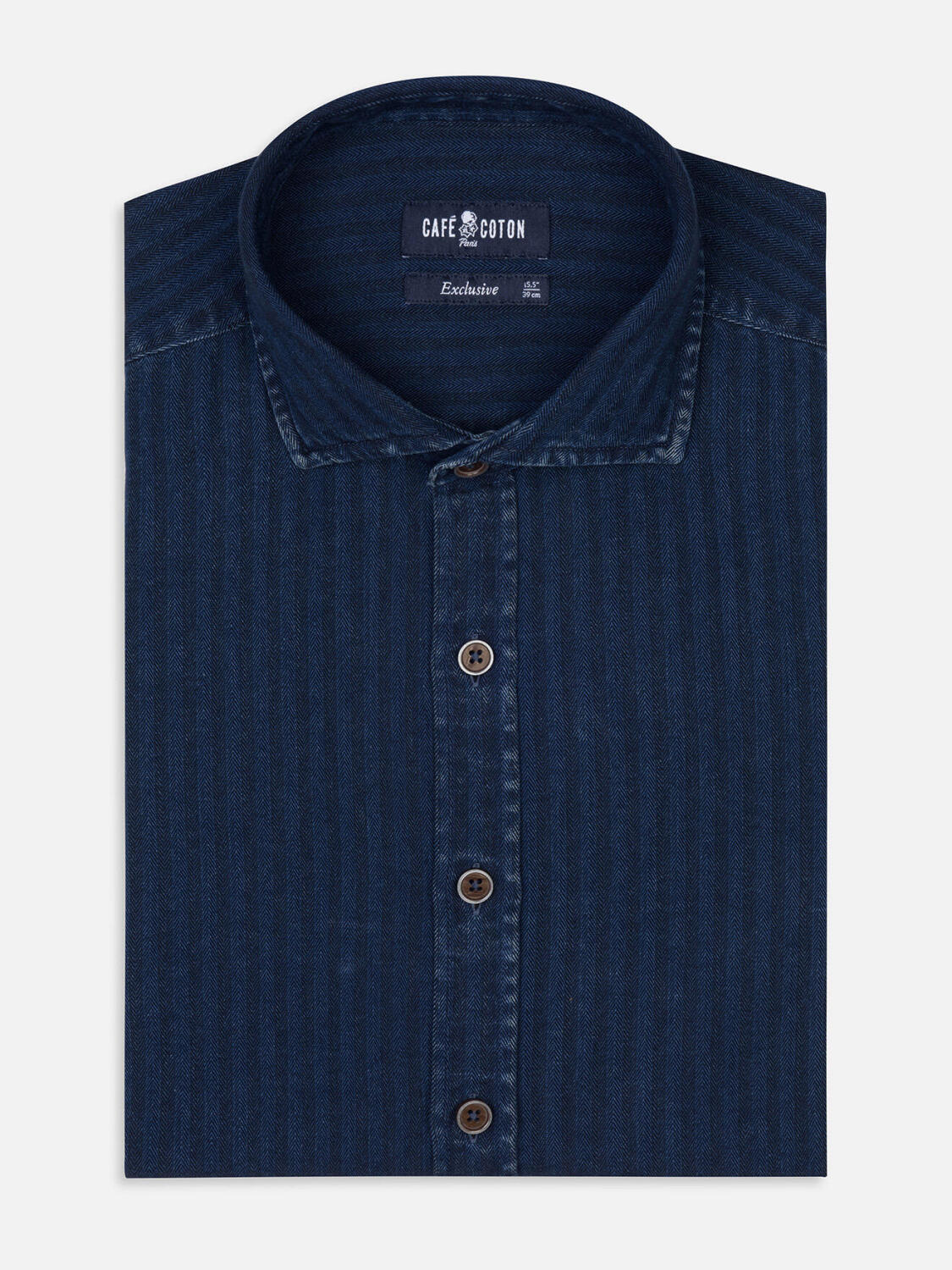 Chemise Finn indigo à motif chevron