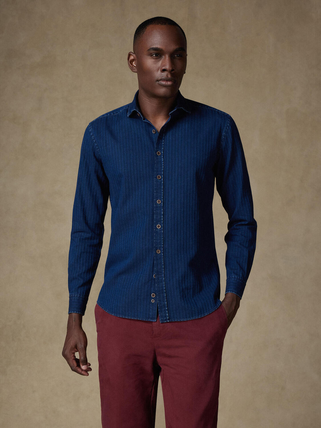 Chemise Finn indigo à motif chevron