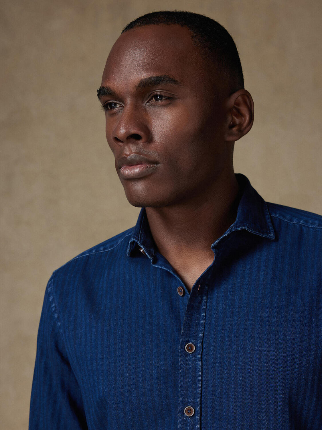 Chemise Finn indigo à motif chevron